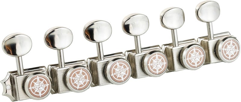 guyker 6-in-line Vintage Guitar Lock String Tuners – Locking Tuning Key Pegs Machine Heads Replacement Parts for ST TL Style Electric Guitars Gear Ratio 1:15 – nickel - Image 3